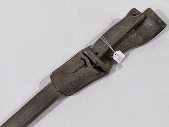 1. Weltkrieg, Ersatz Seitengewehr im Koppelschuh. Originallack, ungereinigtes Stück