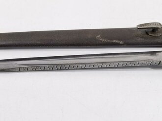 Kaiserreich, kurzes Seitengewehr 98 mit ausgeschliffener Säge, ungereinigtes Stück von WKC, aufpflanzbar