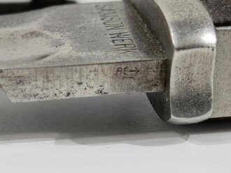 1.Weltkrieg, Seitengewehr 14 mit ausgeschliffenem Sägerücken, Hersteller Samson Werk