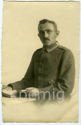 1.Weltkrieg, feldgrauer Träger Eisernes Kreuz 1.Klasse 1914, Foto im Postkartenformat