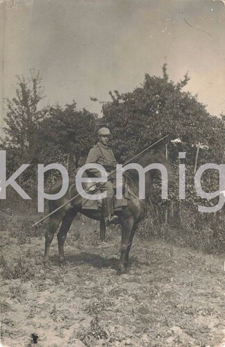 1.Weltkrieg, feldgrauer Ulan zu Pferd, Foto im Postkartenformat