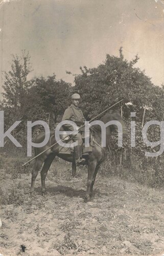 1.Weltkrieg, feldgrauer Ulan zu Pferd, Foto im...