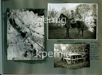 Fotoalbum 1. Weltkrieg Westfront, ca. 30 Fotos mit milit. Bezug, darunter Serie von 9 Aufnahmen eines Krupp 30,5 cm Mörser L/30 in Buntfarbentarnung (Tarnname: Beta-M-Gerät L/30, auch "Schwere Kartaune"), "Dicke Bertha"