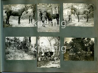 Fotoalbum 1. Weltkrieg Westfront, ca. 30 Fotos mit milit. Bezug, darunter Serie von 9 Aufnahmen eines Krupp 30,5 cm Mörser L/30 in Buntfarbentarnung (Tarnname: Beta-M-Gerät L/30, auch "Schwere Kartaune"), "Dicke Bertha"