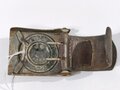 Reichswehr, Koppelschloss für Mannschaften  aus Eisen, an Lederzunge von 1926, ungereinigtes Stück