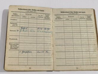 Soldbuch eines Angehörigen im "Pz.Gren. Ers.Btl. Brandenburg"  Eingetragene Auszeichnungen Verwundetenabz. schwarz , EKII, ISA, Rum.Medaille Mannhaftigkeit und Treue II.Kl. m.Schwertern