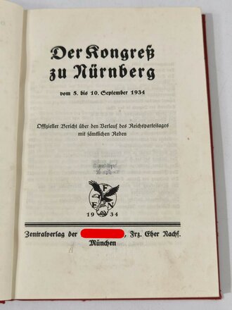 "Der Kongress zu Nürnberg 1934"...