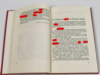 "Der Kongress zu Nürnberg 1934" Offizieller Bericht über den Verlauf des Reichsparteitages mit sämtlichen reden. Vorsatzblatt mit leichter Beschädigung