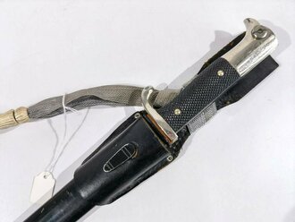 Extraseitengewehr KS98 im Koppelschuh mit Seitengewehrtroddel.  Scheide original lackiert, Hersteller Herder Solingen