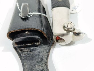 Extraseitengewehr KS98 im Koppelschuh .  Scheide original lackiert, Hersteller WKC