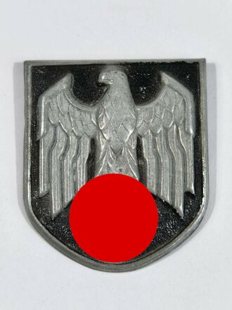 Satz Adler- und Wappenschild für einen Tropenhelm der Wehrmacht, Zink lackiert