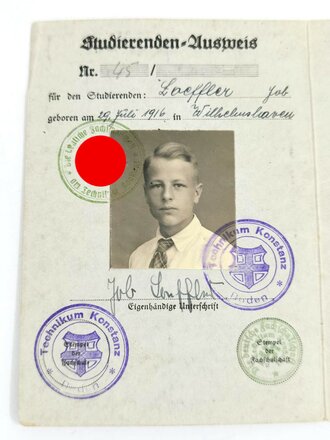 Studierenden Ausweis für einen Angehörigen der Deutschen Fachschulschaft in Konstanz