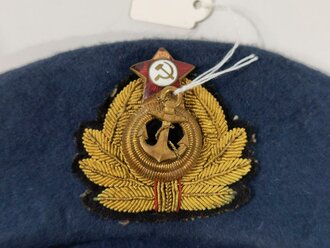 UdSSR, 2. Weltkrieg, Barett für Frauen mit Abzeichen der Marine für Offiziere, Schweißband fehlt leider