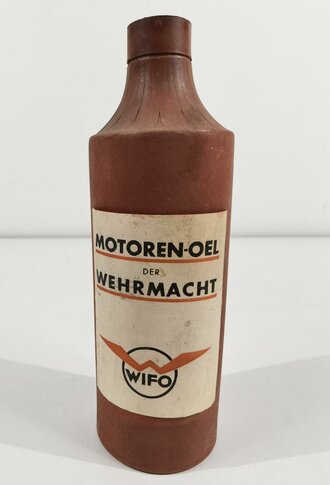 Pappflasche " Motorenoel der Wehrmacht " WIFO"  Ungebrauchtes Stück, das Etikett lose beiliegend