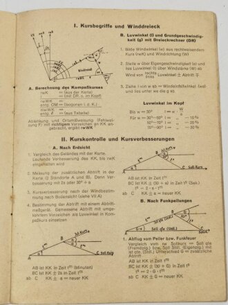 Luftwaffe, Merkblatt 201 Wichtige Grundregeln der angewandten Navigation, datiert 1943. Kleinformatig