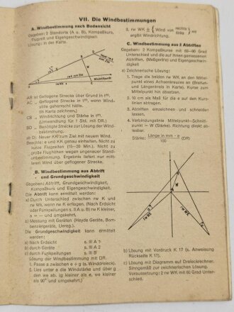 Luftwaffe, Merkblatt 201 Wichtige Grundregeln der angewandten Navigation, datiert 1943. Kleinformatig