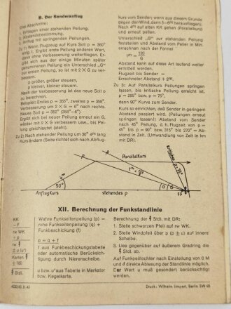 Luftwaffe, Merkblatt 201 Wichtige Grundregeln der angewandten Navigation, datiert 1943. Kleinformatig