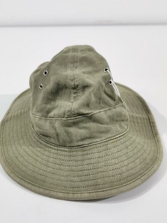 U.S. WWII, USMC United States Marine Corps, M-1941 Jungle Hat ("Boonie Hat"/"Daisy Mae Hat"), HBT Herringbone Twill, used example