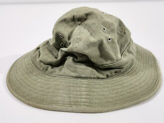 U.S. WWII, USMC United States Marine Corps, M-1941 Jungle Hat ("Boonie Hat"/"Daisy Mae Hat"), HBT Herringbone Twill, used example