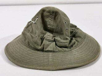 U.S. WWII, USMC United States Marine Corps, M-1941 Jungle Hat ("Boonie Hat"/"Daisy Mae Hat"), HBT Herringbone Twill, used example