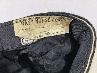 U.S. WWII, USNNC United States Navy Nurse Corps, White Service Cap with Badge, Size 22. Used, uncleaned