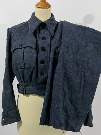 British WWIII, WAAF Women´s Auxiliary Air Force, Officer´s Suit Working Serge Blouse and Trousers, Size 2, Dated 1944