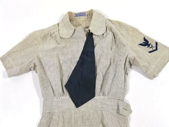 U.S. WWII, WAVES Women Accepted for Volunteer Emergency Service in the Navy, Seersucker Working Uniform Dress with black Necktie