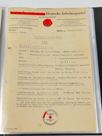 Chronik der NS Frauenschaft Gmund. Gut gefüllter DIN A4 Ordner, Dokumente aus der Zeit in neuzeitlichem Ordner