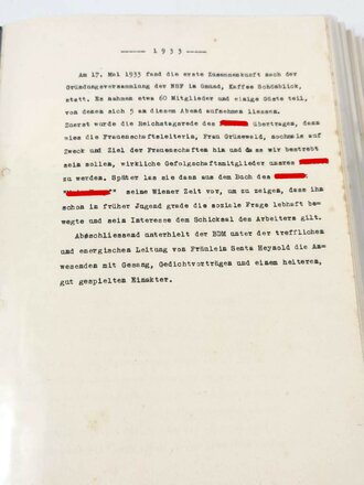 Chronik der NS Frauenschaft Gmund. Gut gefüllter DIN A4 Ordner, Dokumente aus der Zeit in neuzeitlichem Ordner