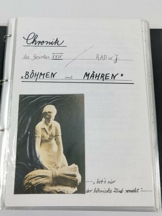 Reichsarbeitsdienst weibliche Jugend, Chronik des Bezirkes XXIV "Böhmen und Mähren" Gut gefüllter DIN A4 Ordner mit mehr als 200 Seiten, Neuzeitlich