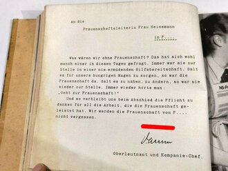 "Deutsches Frauenschaffen im Kriege - Jahrbuch der Reichsfrauenführung 1940", hrsg. v. Erika Fillies-Kirmsse, 102 Seiten, ca. DIN A5, gebraucht, Wasserschaden, Schutzumschlag defekt