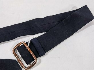 WWII, british or canadian women´s services, blue belt with leather overdrawn buckle, used condition