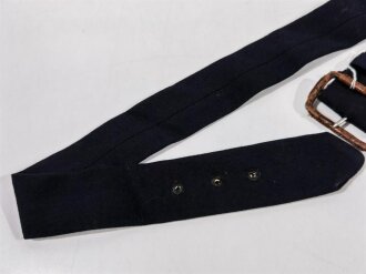 WWII, british or canadian women´s services, blue belt with leather overdrawn buckle, used condition