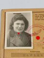 RAD Reichsarbeitsdienst, Reichsarbeitsdienst für die weibliche Jugend, Dienstausweis , Stuttgart, 1941, sehr guter Zustand