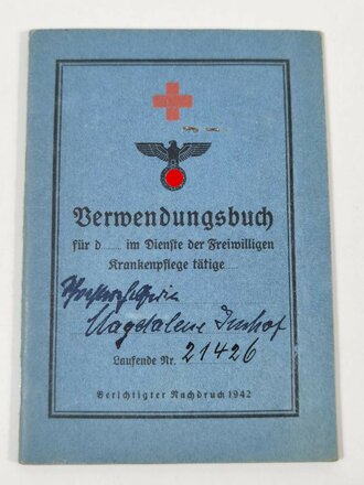 DRK Deutsches Rotes Kreuz, Verwendungsbuch , Kassel, 1944, sehr guter Zustand