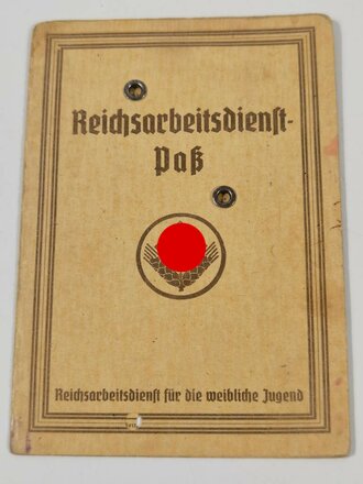 RAD Reichsarbeitsdienst, Reichsarbeitsdienst für die weibliche Jugend, Paß , Magdeburg, 1940, gebrauchter Zustand