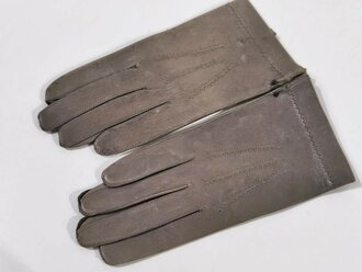 Ein Paar graue Lederhandschuhe für Frauen, Größe 4, neuwertiger Zustand