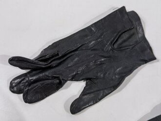 Frankreich, Paar schwarze Damen Lederhandschuhe "Edeltan, Made in France",verschiedene Grüßen 6 & 7 3/4, sehr guter gebrauchter Zustand