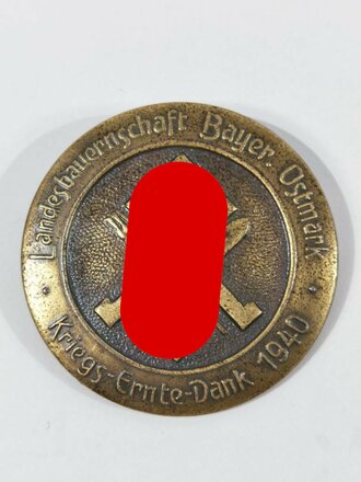 Brosche "Kriegs-Ernte-Dank 1940 - Landesbauernschaft Bayer. Ostmark", 45 mm, rückseitig Klebereste