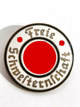 Reichsbund der Freien Schwestern und Pflegerinnen, Brosche 2. Form, klein, 33 mm, rückseitig Klebereste