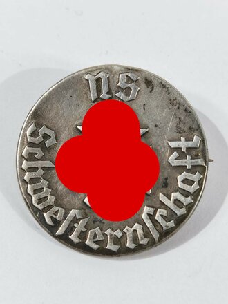 Nationalsozialistische Schwesternschaft (NSS), Brosche für Lernschwester und Anwärterin, 30 mm, rückseitig Klebereste