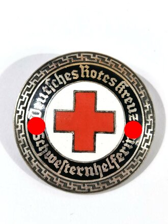 Deutsches Rotes Kreuz, Brosche "Schwesternhelferin", emailliert, 35 mm, rückseitig Klebereste