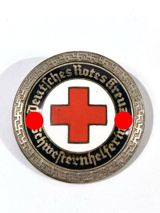 Deutsches Rotes Kreuz, Brosche "Schwesternhelferin", emailliert, 35 mm, rückseitig Klebereste