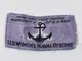 U.S. WWII, WAVES Women Accepted for Volunteer Emergency Service in the Navy, Label for Dresses, 7 cm, good condition