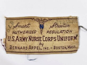 U.S. WWII, USANC US Army Nurse Corps, Label for Dresses, 6,5 cm, used condition