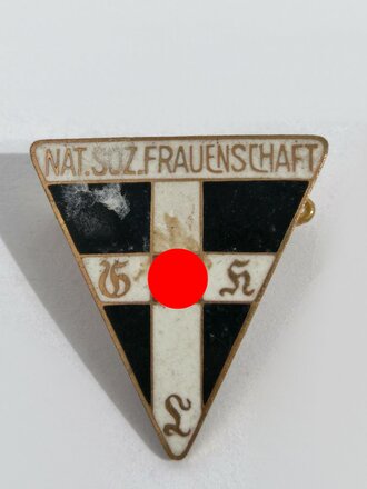 Nationalsozialistische Frauenschaft (NSF), Mitgliedsabzeichen, 5. Form, 27 mm, vorderseitig Klebereste, rückseitige Beschriftung