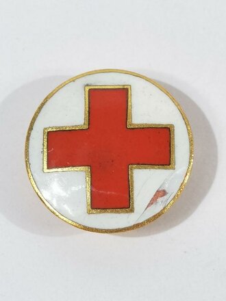 Deutsches Rotes Kreuz, Knopfloch Zivilaabzeichen, 20 mm, rückseitig Klebereste