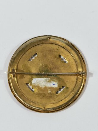 Reichsfachschaft deutscher Hebammen (RDH), Goldene Verdienstbrosche, 42 mm, rückseitig Klebereste