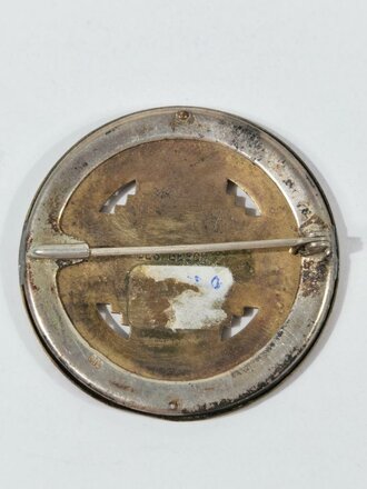 Reichshebammenschaft (RHH), Silberne Verdienstbrosche, 42 mm, rückseitig Klebereste