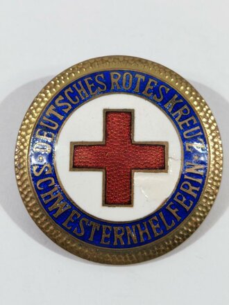 Deutschland nach 1945, DRK Deutsches Rotes Kreuz, Brosche für Schwesternhelferin, Buntmetall, emailliert, 35 mm